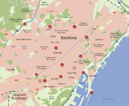 Buchcover und Innenansicht für das Buch: Zu Fuß durch Barcelona