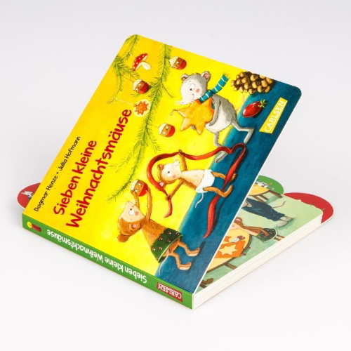Buchcover und Innenansicht für das Buch: Sieben kleine Weihnachtsmäuse