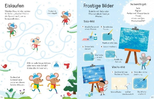 Buchcover und Innenansicht für das Buch: Basteln, Rätseln, Dekorieren - Beschäftigungsspaß für die Winterzeit