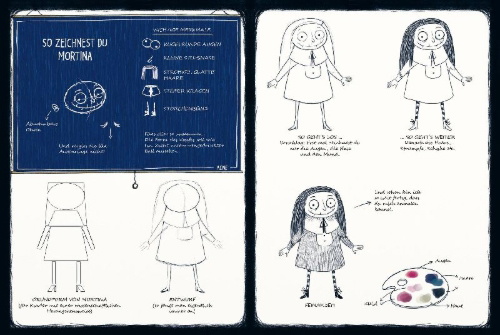 Buchcover und Innenansicht für das Buch: Gioca e crea con MORTINA - Una notte spaventosamente divertente