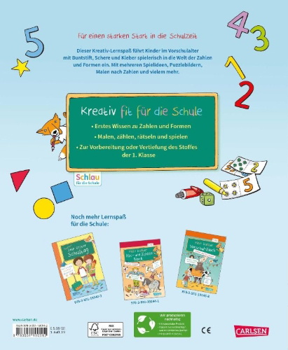 Buchcover und Innenansicht für das Buch: Schlau für die Schule: Mein Kreativ-Lernspaß: Zahlen und Formen