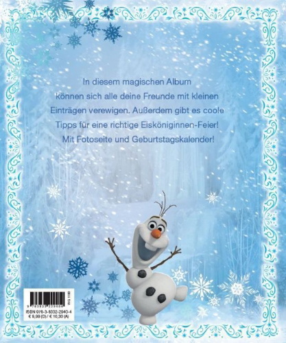 Buchcover und Innenansicht für das Buch: Disney Die Eiskönigin: Völlig unverfroren Freundebuch