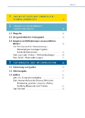 Buchcover und Innenansicht für das Buch: Der Besuch der alten Dame von Friedrich Dürrenmatt - Textanalyse und Interpretation