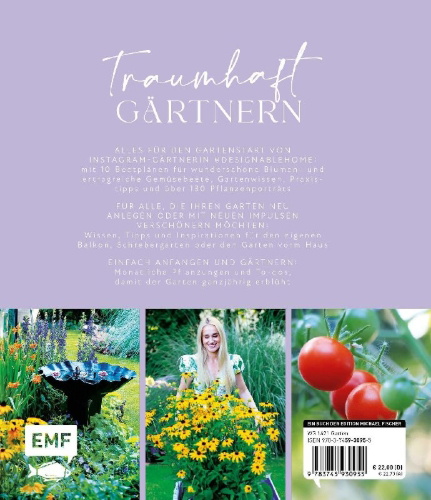 Buchcover und Innenansicht für das Buch: Blütenpracht und Ernteglück - Dein Weg zum Traumgarten