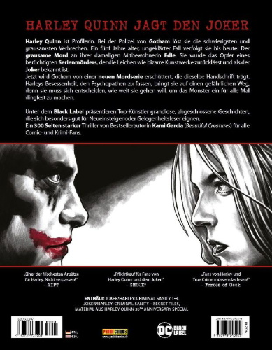 Buchcover und Innenansicht für das Buch: Joker/Harley: Criminal Sanity #1-#8, Joker/Harley: Criminal Sanity - Secret Files #1, Harley Quinn 30th Anniversary Special #1