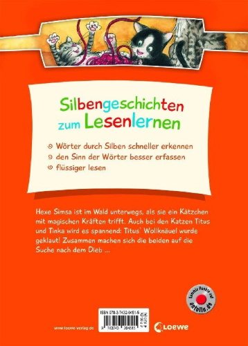 Buchcover und Innenansicht für das Buch: Silbengeschichten zum Lesenlernen - Katzengeschichten