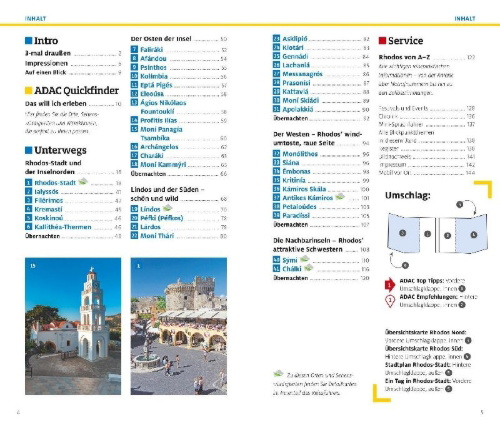 Buchcover und Innenansicht für das Buch: ADAC Reiseführer Rhodos