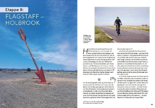 Buchcover und Innenansicht für das Buch: Mit dem Fahrrad auf der Route 66