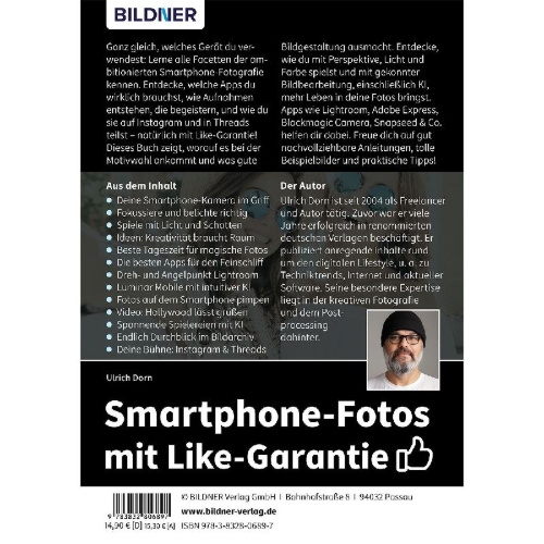 Buchcover und Innenansicht für das Buch: Smartphone-Fotos mit Like-Garantie