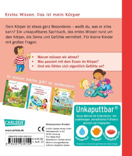 Buchcover und Innenansicht für das Buch: Unkaputtbar: Erstes Wissen: Das ist mein Körper