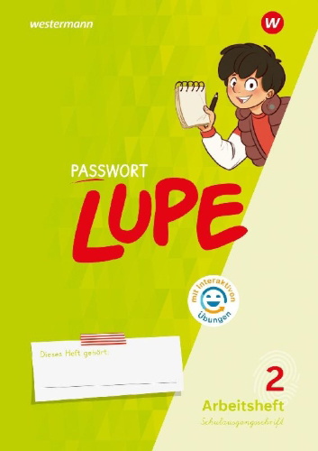 Buchcover und Innenansicht für das Buch: PASSWORT LUPE - Sprachbuch 2. Arbeitsheft SAS mit interaktiven Übungen