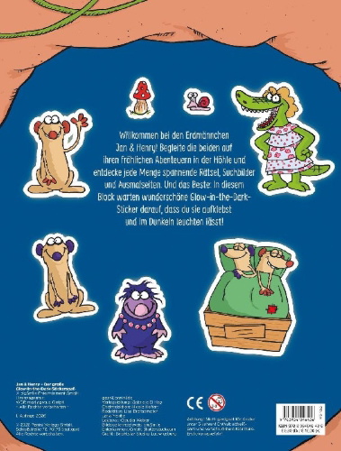 Buchcover und Innenansicht für das Buch: Jan & Henry: Der große Glow-in-the-Dark-Stickerspaß