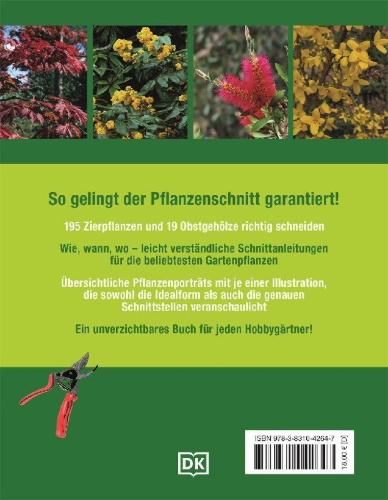 Buchcover und Innenansicht für das Buch: Gartenwissen Pflanzenschnitt
