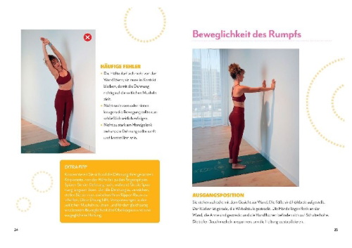 Buchcover und Innenansicht für das Buch: Pilates au mur supersimple