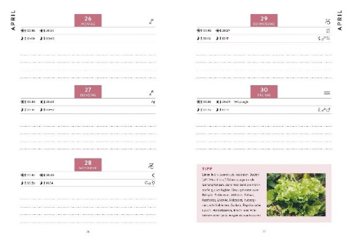 Buchcover und Innenansicht für das Buch: Mein Gartenkalender 2027