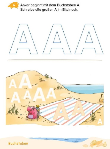 Buchcover und Innenansicht für das Buch: Mein Spiel- und Lernblock 3 - Abenteuer am Strand