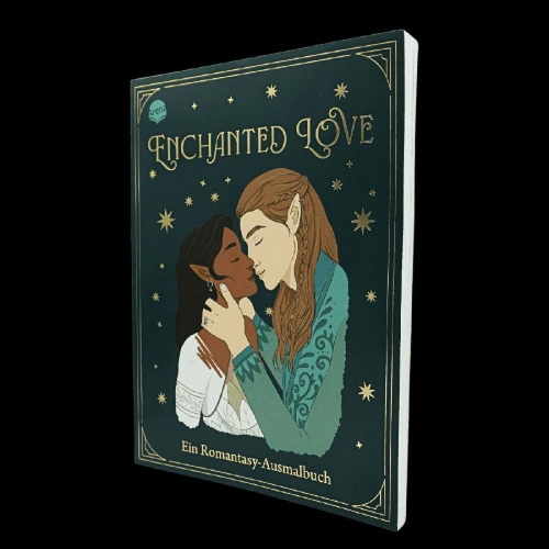 Buchcover und Innenansicht für das Buch: Enchanted Love. Ein Romantasy-Ausmalbuch