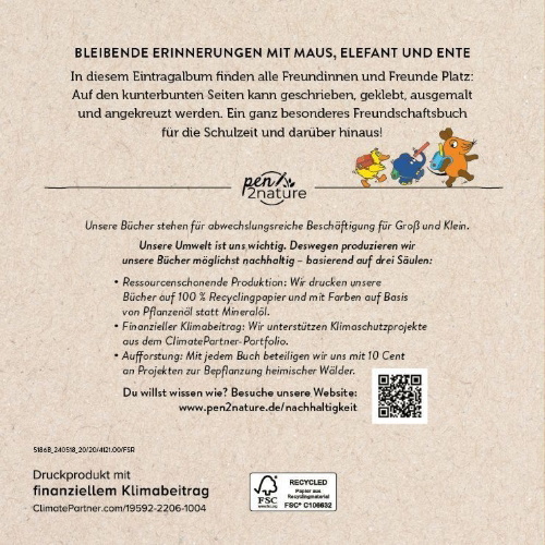Buchcover und Innenansicht für das Buch: Die Maus Mein Freundschaftsbuch