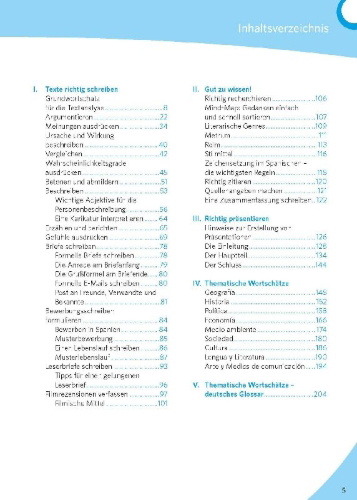 Buchcover und Innenansicht für das Buch: PONS Texte schreiben - Spanisch