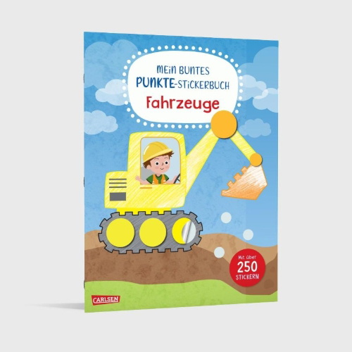 Buchcover und Innenansicht für das Buch: Mein buntes Punkte-Stickerbuch: Fahrzeuge