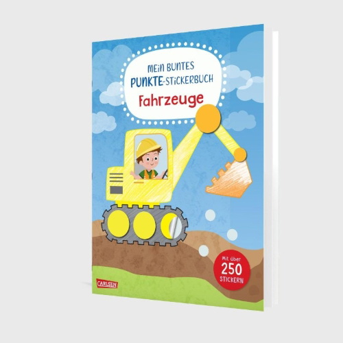 Buchcover und Innenansicht für das Buch: Mein buntes Punkte-Stickerbuch: Fahrzeuge
