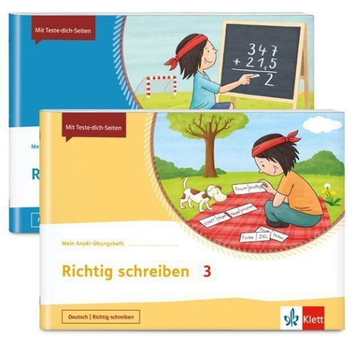 Buchcover und Innenansicht für das Buch: Mein Anoki-Übungsheft - Paket Richtig schreiben / Richtig rechnen 3