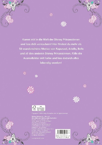 Buchcover und Innenansicht für das Buch: Disney Prinzessin Best of: Die schönsten Motive zum Ausmalen