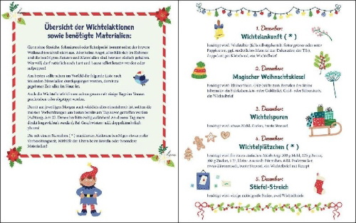Buchcover und Innenansicht für das Buch: Mit unserem Wichtel durch die Weihnachtszeit