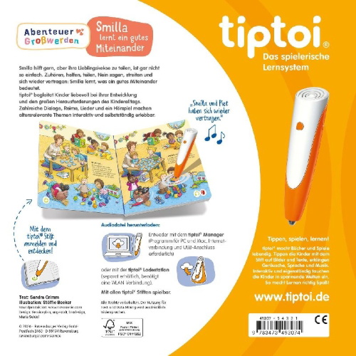Buchcover und Innenansicht für das Buch: tiptoi® Abenteuer Großwerden - Smilla lernt ein gutes Miteinander