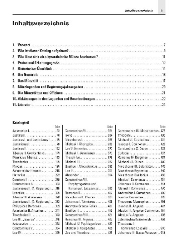 Buchcover und Innenansicht für das Buch: Die Münzen des Byzantinischen Reiches 491-1453