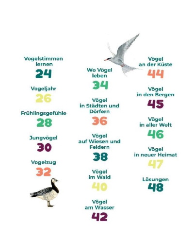 Buchcover und Innenansicht für das Buch: Birding - Entdecke die Wunderwelt der Vögel.
