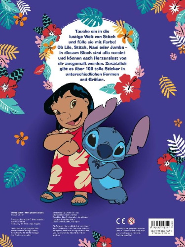 Buchcover und Innenansicht für das Buch: Disney Stitch: Mein großer Malspaß