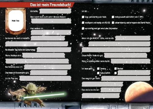 Buchcover und Innenansicht für das Buch: Star Wars Freundebuch: Meine Freunde