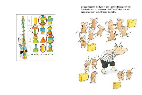 Buchcover und Innenansicht für das Buch: 100 Übungen bis zur Einschulung
