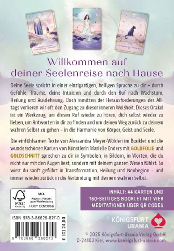 Buchcover und Innenansicht für das Buch: Die Sprache deiner Seele - 44 Inspirationskarten (Orakelkarten)