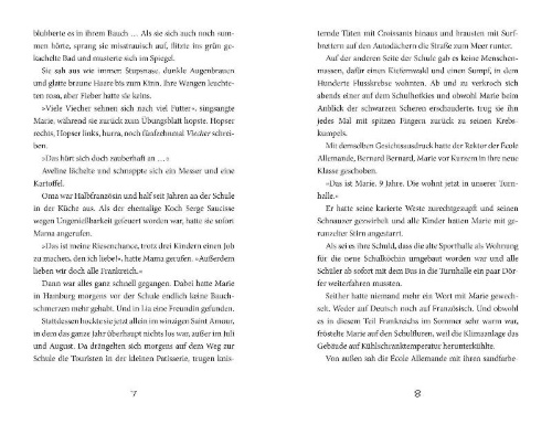 Buchcover und Innenansicht für das Buch: Maries Glücksküche - Die Schule am Meer