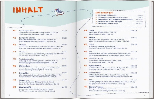 Buchcover und Innenansicht für das Buch: DUMONT Wanderzeit in Deutschland