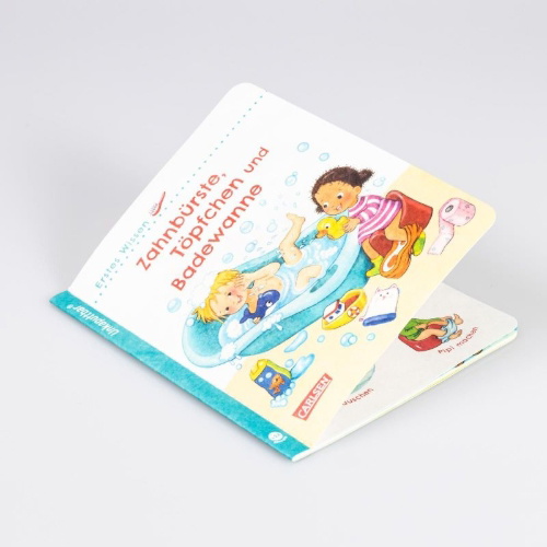 Buchcover und Innenansicht für das Buch: Unkaputtbar: Erstes Wissen: Zahnbürste, Töpfchen und Badewanne