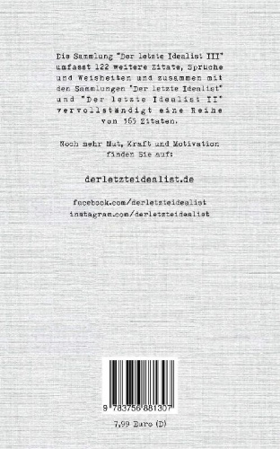 Buchcover und Innenansicht für das Buch: Der letzte Idealist III