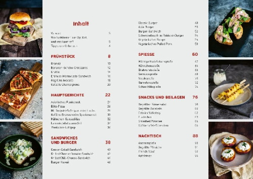 Buchcover und Innenansicht für das Buch: Rezepte für den Optigrill