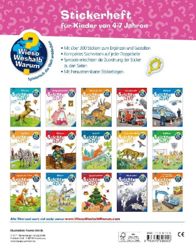 Buchcover und Innenansicht für das Buch: Wieso? Weshalb? Warum? Stickerheft:  Prinzessinnen