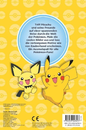 Buchcover und Innenansicht für das Buch: Pokémon: Magischer Malspaß - Entdecke verborgene Motive!