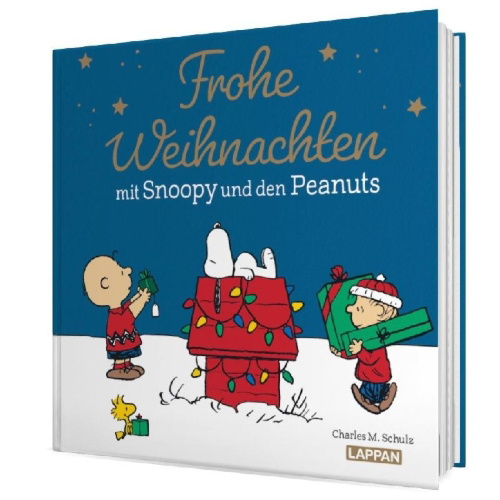 Buchcover und Innenansicht für das Buch: Peanuts Geschenkbuch: Frohe Weihnachten mit Snoopy und den Peanuts