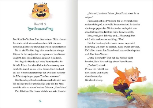 Buchcover und Innenansicht für das Buch: Die Wackelzahn-Bande und jede Menge Spaß in der Schule (Die Wackelzahn-Bande 2)