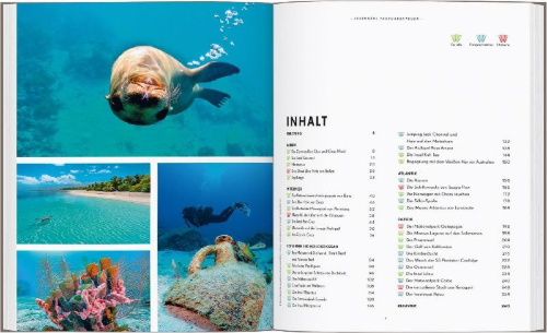 Buchcover und Innenansicht für das Buch: Plongées autour du monde - Les plus beaux spots de plongée de la planète