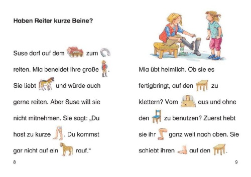 Buchcover und Innenansicht für das Buch: Bildermaus - Geschichten vom Reiterhof