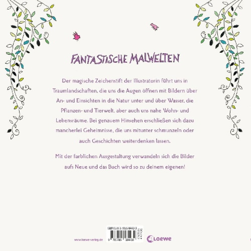 Buchcover und Innenansicht für das Buch: Fantastische Malwelten