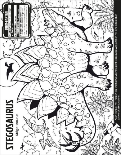 Buchcover und Innenansicht für das Buch: Der große Ausmalspaß: Dinosaurier