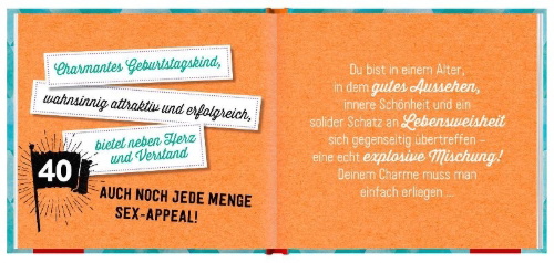 Buchcover und Innenansicht für das Buch: 40 werden ist furchtbar aufregend!