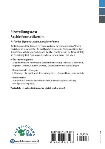 Buchcover und Innenansicht für das Buch: Einstellungstest Fachinformatiker